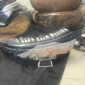 Fire quartz and  black banded sardonyx feather